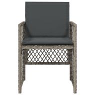 Градински столове с възглавници, 4 бр, сиви, полиратан