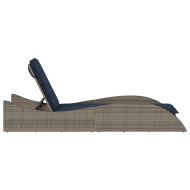 Шезлонг с възглавница, сив, 60x205x73 см, полиратан