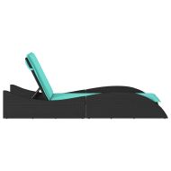 Шезлонг с възглавница, черен, 60x205x73 см, полиратан