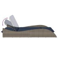 Шезлонг с възглавници, сив, 114x205x73 см, полиратан