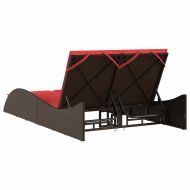 Шезлонг с възглавници, кафяв, 114x205x73 см, полиратан