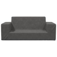 2-местен детски диван, антрацит, мек плюш