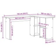 Бюро с рафт Циментено сиво 142 x 102 x 73 см Инженерно дърво
