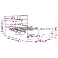 Рамка за легло с таблото Кафяво с восъчно покритие 120 x 190 cm