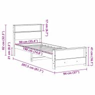Рамка за легло с таблото Кафяво с восъчно покритие 90 x 190 cm