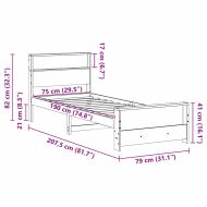 Рамка за легло с таблото Кафяво с восъчно покритие 75 x 190 cm
