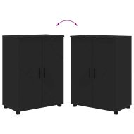 Шкаф за баня Черно 60 x 35 x 80 см Инженерно дърво & Метал