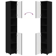 Шкаф за баня Черно 30 x 35 x 192 см Инженерно дърво & Метал