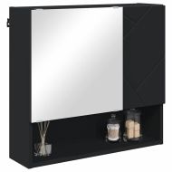 Шкаф с огледало с врата Черно 59 x 17 x 55 см Инженерно дърво