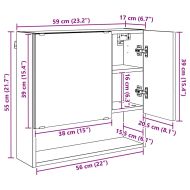 Шкаф с огледало Сив сонома 59 x 17 x 55 см Инженерно дърво