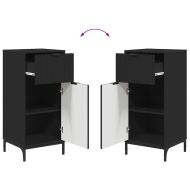 Шкаф за баня Черно 39,5 x 36 x 88 см Инженерно дърво & Метал