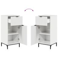 Шкаф за баня с чекмедже с врата Лъскаво бяло 39,5 x 36 x 88 см