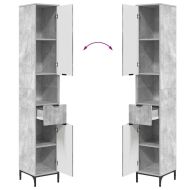 Шкаф за баня с чекмедже Циментено сиво 31,5 x 33 x 190 см