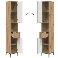 Шкаф за баня Дъб 31,5 x 33 x 190 см Инженерно дърво & Метал