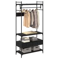 Гардероб с рафт Черен дъб 89 x 39 x 184.5 см Инженерно дърво