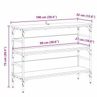Конзолна маса с рафт Черен дъб 100 x 32 x 75 см Инженерно дърво