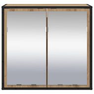 Шкаф с огледало за баня с рафт дъб артизан 65 x 20 x 60 см