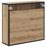 Шкаф с огледало за баня с рафт дъб артизан 65 x 20 x 60 см