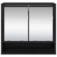 Шкаф с огледало за баня с рафт Черен дъб 65 x 20 x 60 см