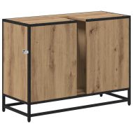 Шкаф за баня с рафт с врата Дъб 80 x 33 x 60 см Инженерно дърво