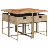 Градински комплект с възглавници, 5 части, бежов полиратан