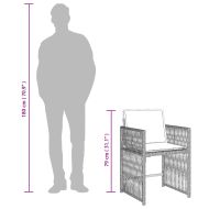 Градински комплект с възглавници 17 части полиратан светлосив