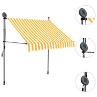 Ръчно прибиращ се сенник с LED, 200 см, бяло и оранжево
