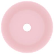 Луксозна кръгла мивка, матово розова, 40x15 см, керамика