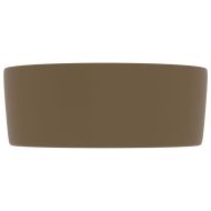 Луксозна кръгла мивка, матово кремава, 40x15 см, керамика