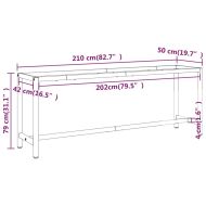 Рамка за работна маса матово черно и червено 210x50x79 см метал