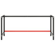 Рамка за работна маса матово черно и червено 180x57x79 см метал