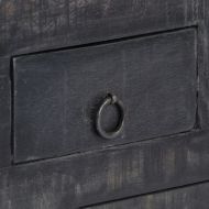 Маса за кафе, черна, 65x65x30 см, мангово дърво масив