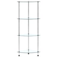 Етажерка с 4 рафта, прозрачна, 30x30x100 см, закалено стъкло