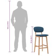Бар табуретки, 2 бр, сини, текстил
