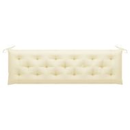 Градинска пейка с кремаво шалте, 175 см, тик масив