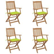 Сгъваеми градински столове, 4 бр, възглавници, акация масив