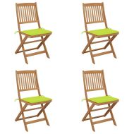 Сгъваеми градински столове, 4 бр, с възглавници, акация масив