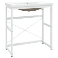 Рамка за мивка за баня с вграден умивалник, бяла, желязна