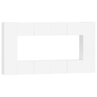 Комплект ТВ шкафове от 8 части инженерно дърво Бял гланц