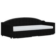 Канапе с изтеглящо легло и чекмеджета черно 80x200 см плат