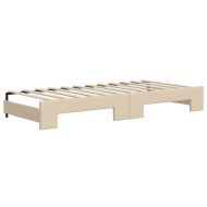 Канапе с изтеглящо легло и чекмеджета кремаво 90x200 см плат