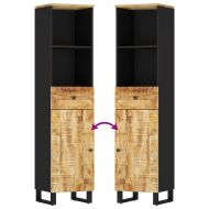 Комплект мебели за баня, 3 части, масивна мангова дървесина