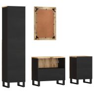 Комплект мебели за баня, 4 части, масивна мангова дървесина