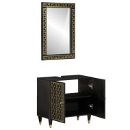 Комплект мебели за баня, 2 части, масивна мангова дървесина