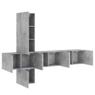 ТВ стенни модули, 5 части, бетонно сиви, инженерно дърво