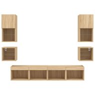 ТВ стенни модули с LED, 8 части, сонома дъб, инженерно дърво