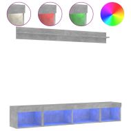 ТВ стенни модули с LED, 5 части, бетонно сиви, инженерно дърво