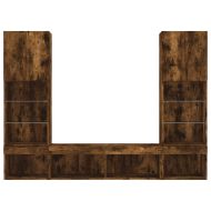 ТВ стенни модули с LED, 5 части, опушен дъб, инженерно дърво