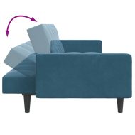 2-местно разтегателно канапе с табуретка, синьо, кадифе