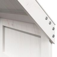 Двуетажно легло с покрив, бял, 90x200 см, борово дърво масив